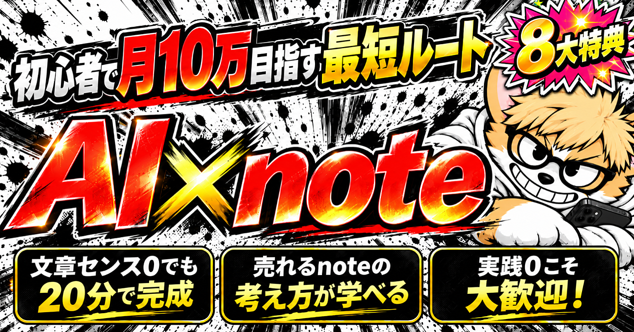 実績0の人こそ!!初心者必見の有料note0→1達成最短ロードマップ【売れるnoteの裏コツ】のアイキャッチ画像