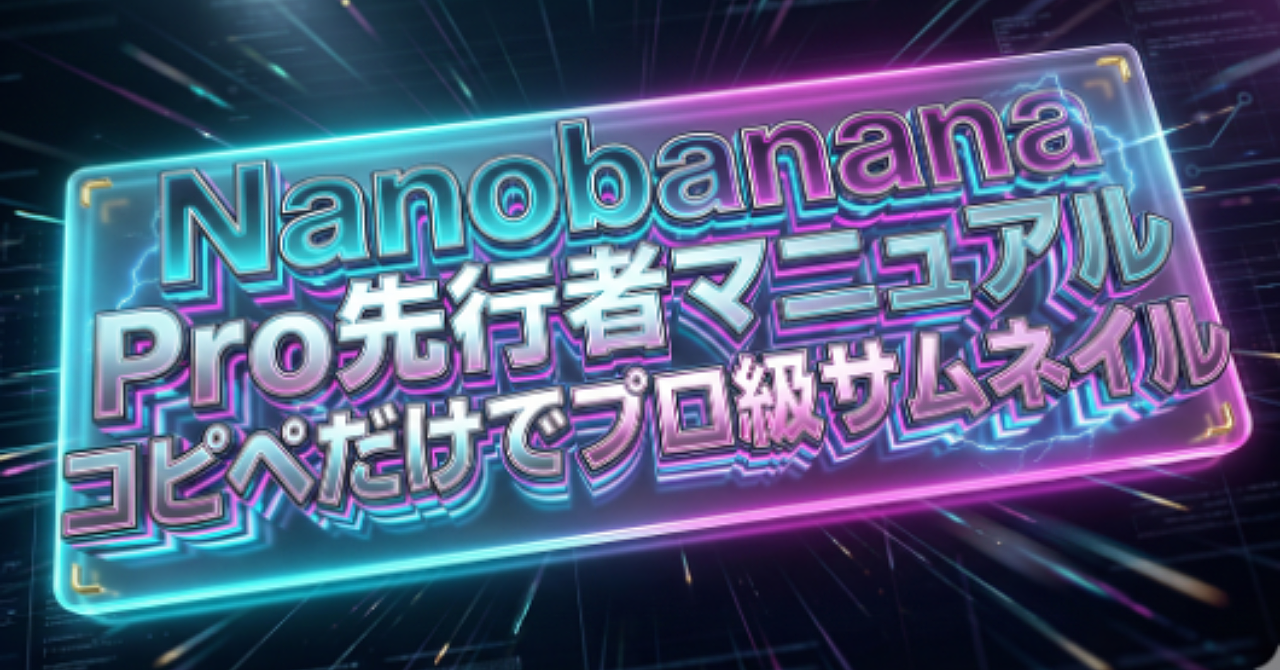 【初心者特化】Nanobanana Pro先行者マニュアル|コピペだけでプロ級サムネイル