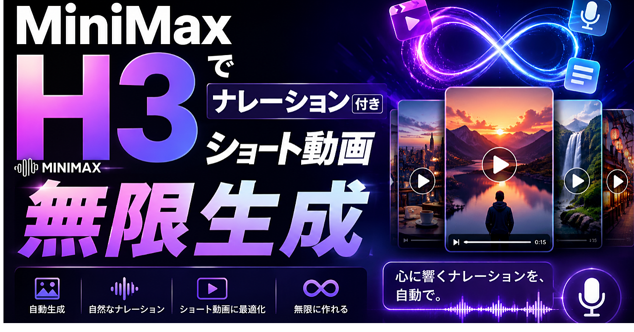 MiniMax H3でナレーション付きショート動画無限生成のアイキャッチ画像