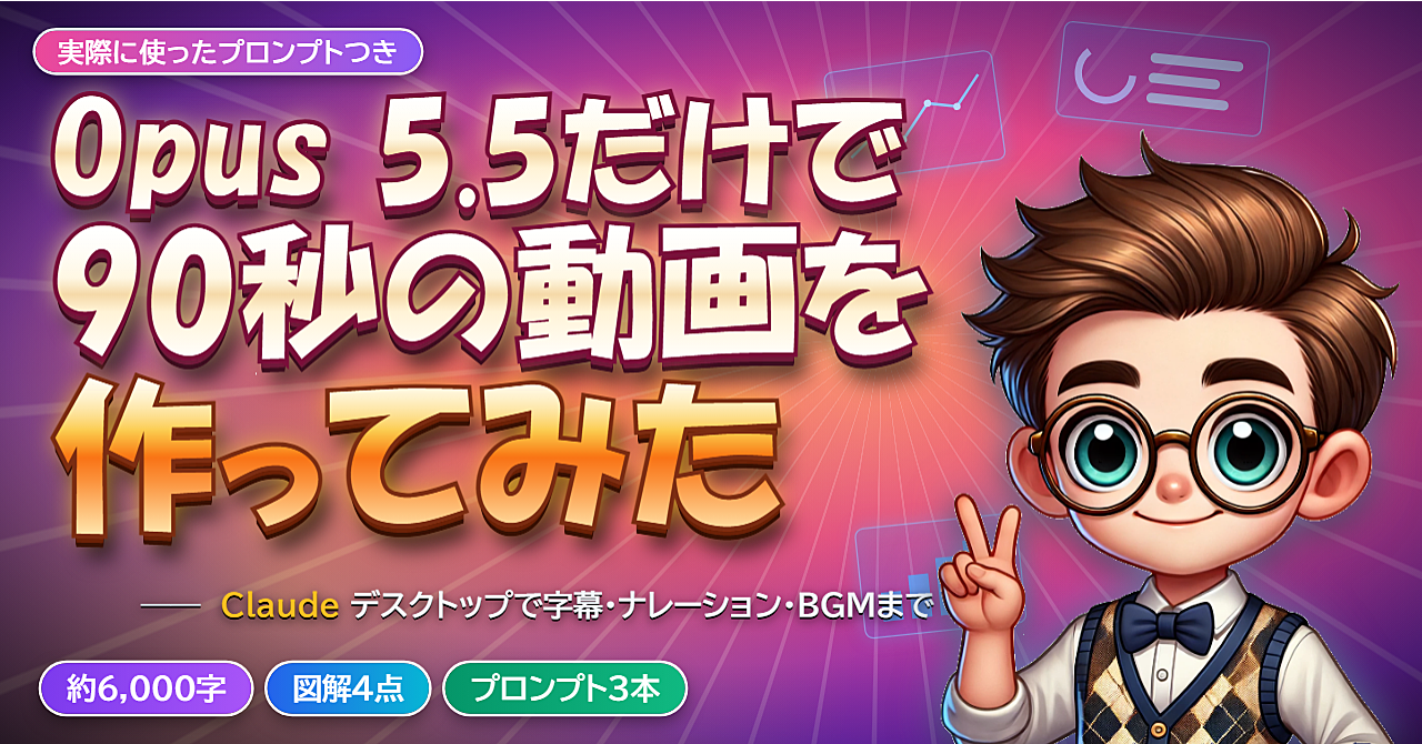 Claude Opus 5.5だけで「90秒のローンチ動画」を作ってみた。使ったプロンプトと手順を全部見せますのアイキャッチ画像