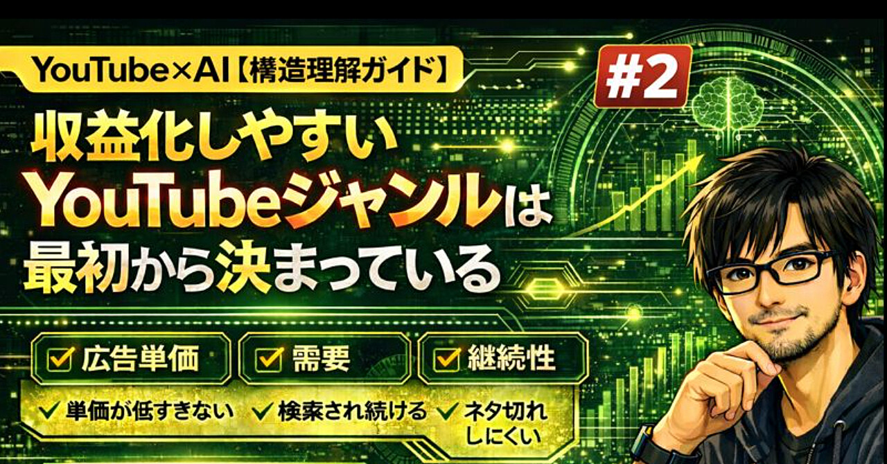 #2　収益化しやすいYouTubeジャンルは最初から決まっている