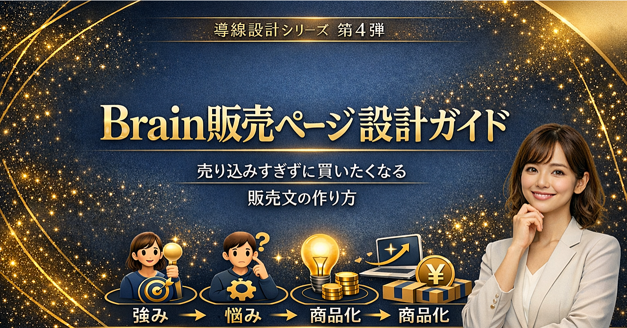 第4弾

AIで作る Brain販売ページ設計ガイド
売り込みすぎずに買いたくなる販売文の作り方