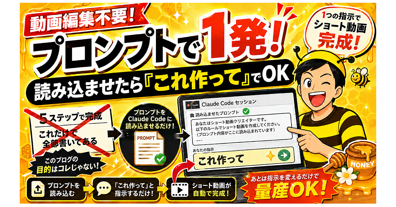 「これ作って」しか言ってない。動画編集ゼロで、字幕付き動画ができる話のアイキャッチ画像