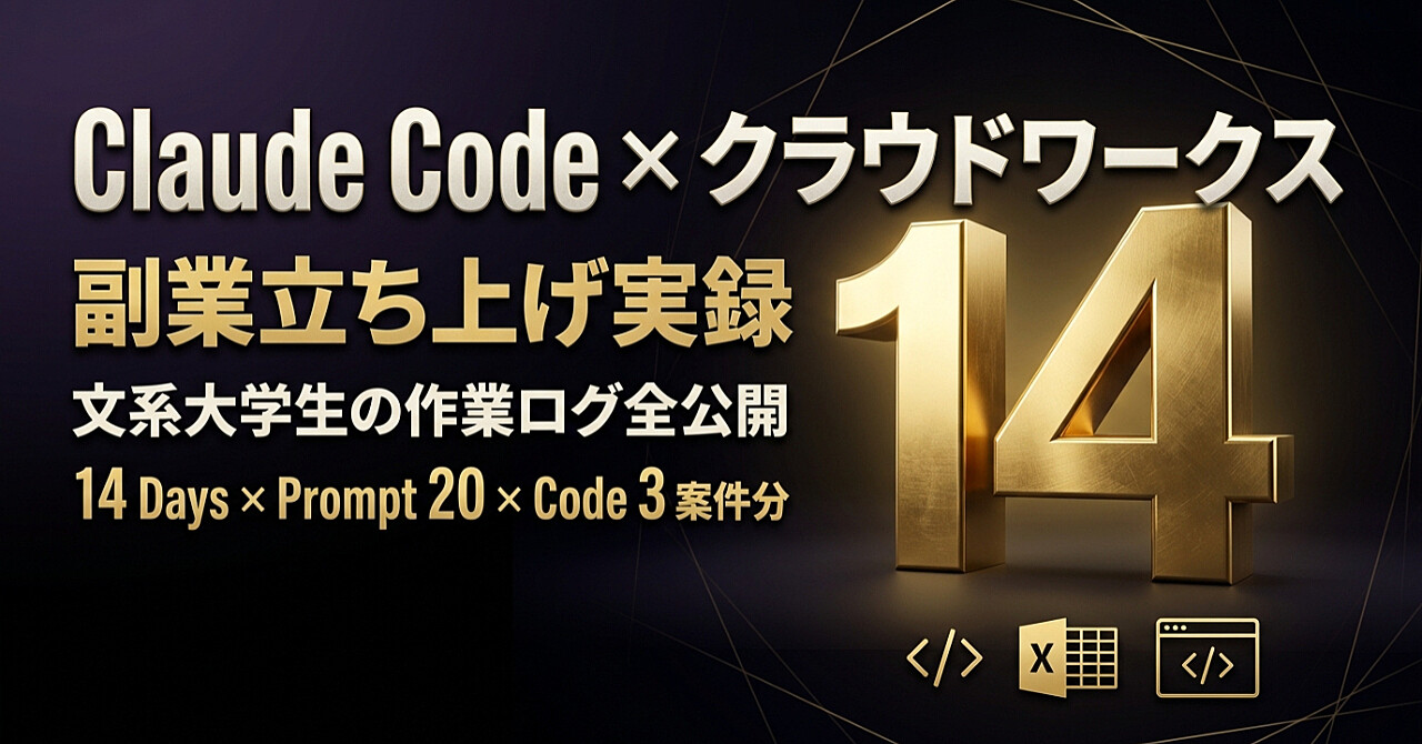 Claude Code 副業立ち上げ実録 — 文系大学生のクラウドワークス受注作業ログ全公開