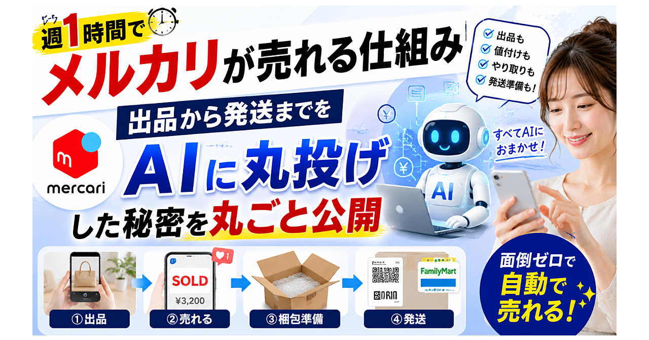週1時間でメルカリが売れる仕組み｜出品から発送までをAIに丸投げした秘密を丸ごと公開