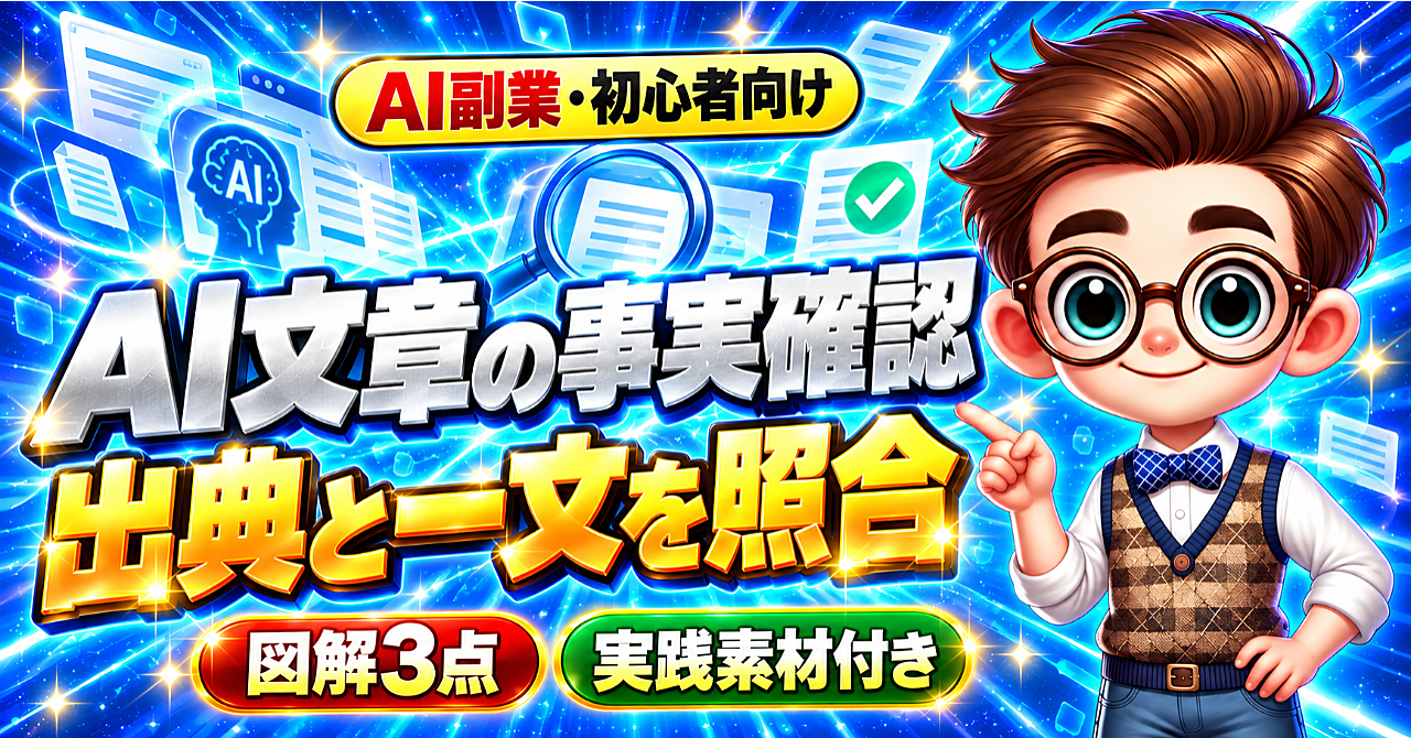 AI文章の事実確認は一文ずつのアイキャッチ画像