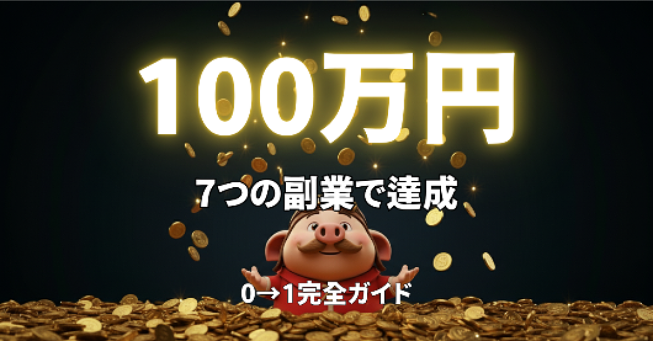 【年間100万円】副業初心者が7つの手法で0→1突破した 完全ガイド