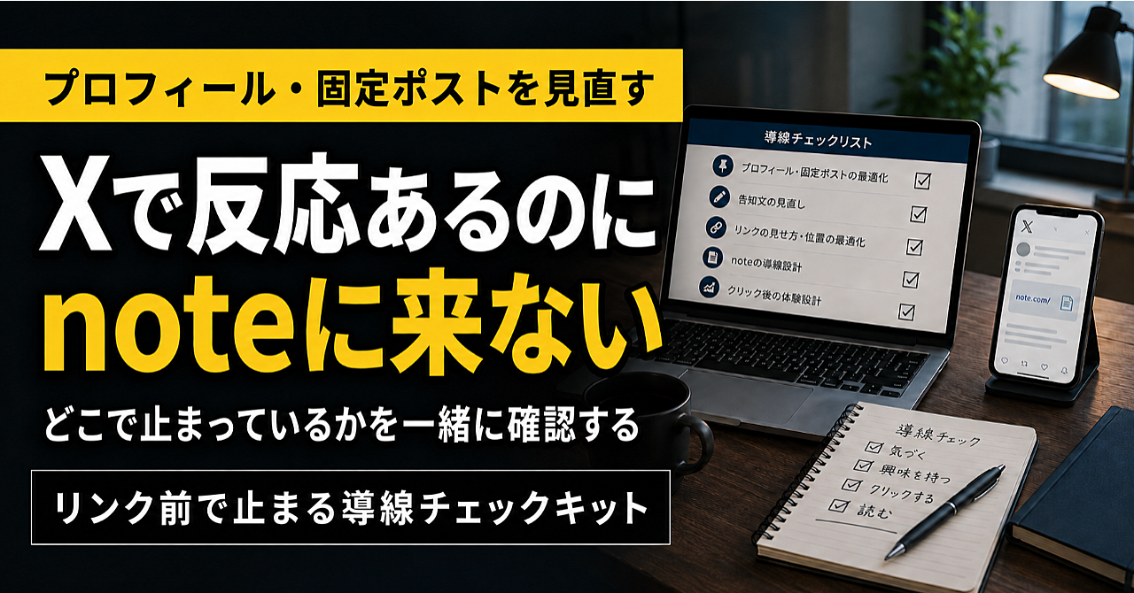 Xで反応はあるのにnoteに流れない理由｜リンク前で止まる導線チェックキット