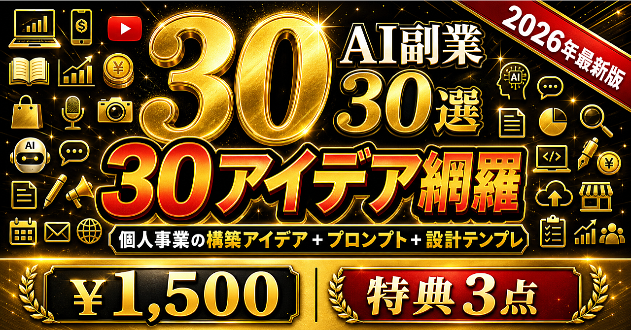 【AIで個人事業30選】今すぐ着手できる構築アイデア集——プロンプト＋設計テンプレ付き完全版