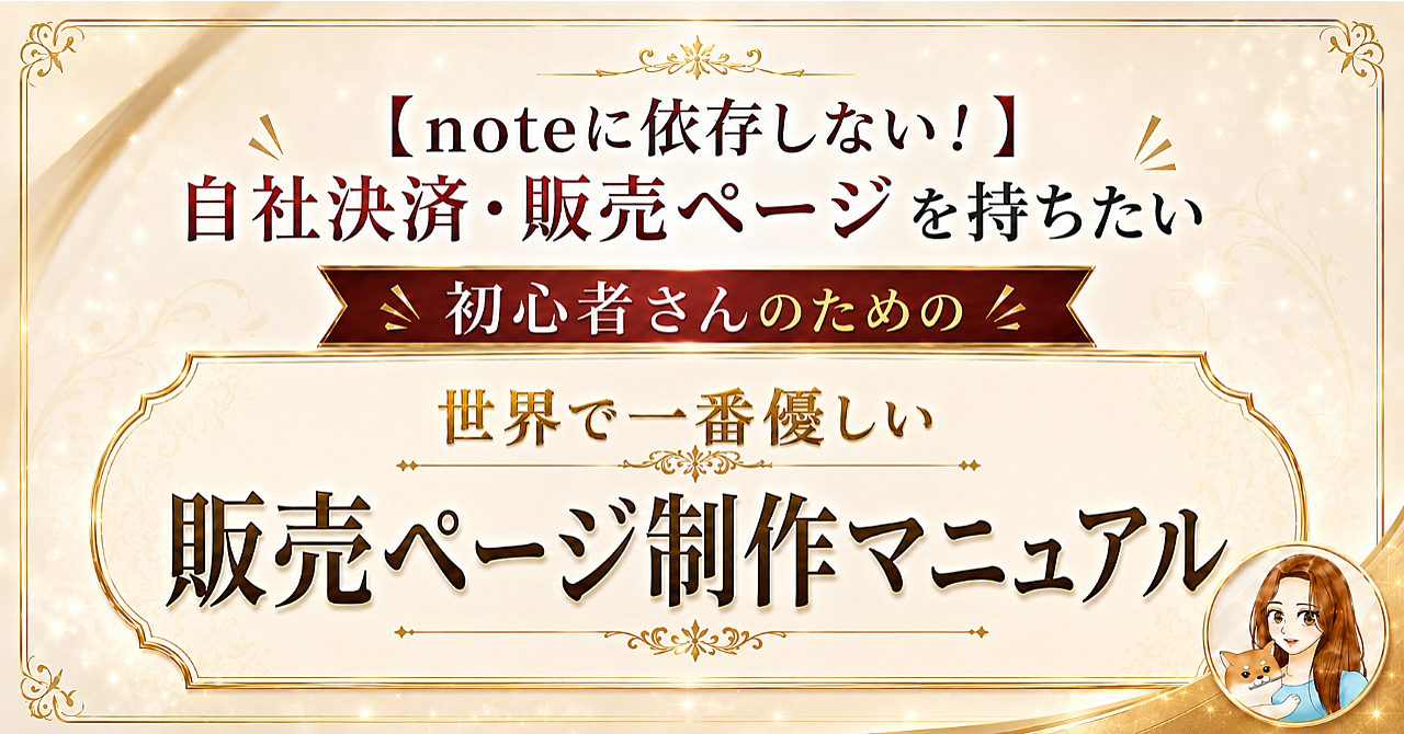 【noteに依存しない！】自社決済・販売ページを持ちたい初心者さんのための「世界で一番優しい販売ページ制作マニュアル」