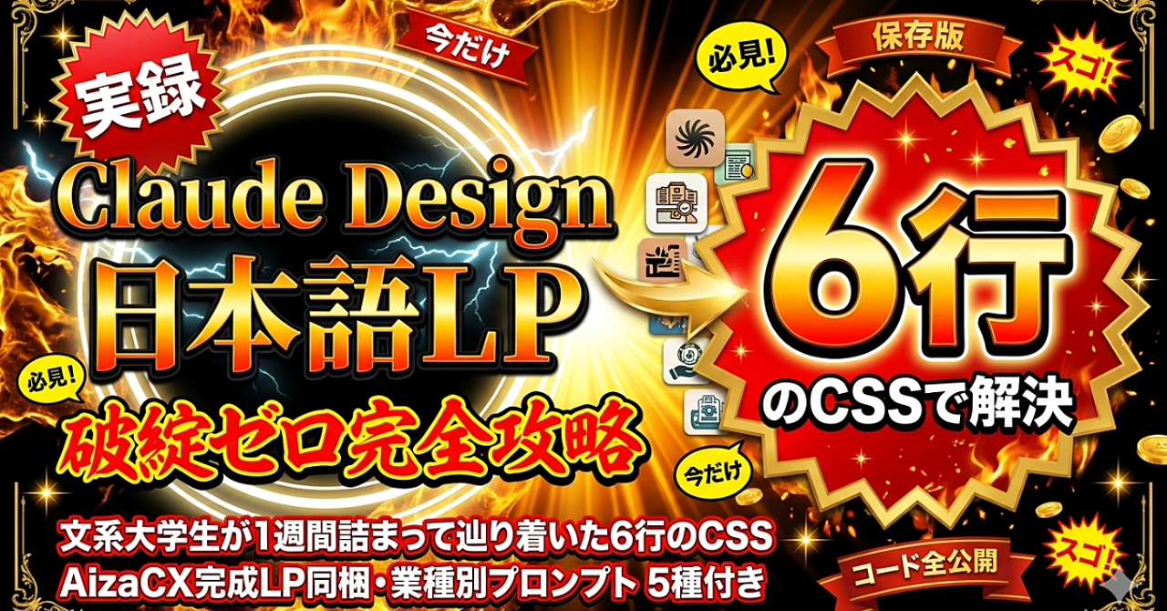 文系大学生がClaude Designで日本語LPを完成させた全手順｜6行CSSで破綻ゼロ