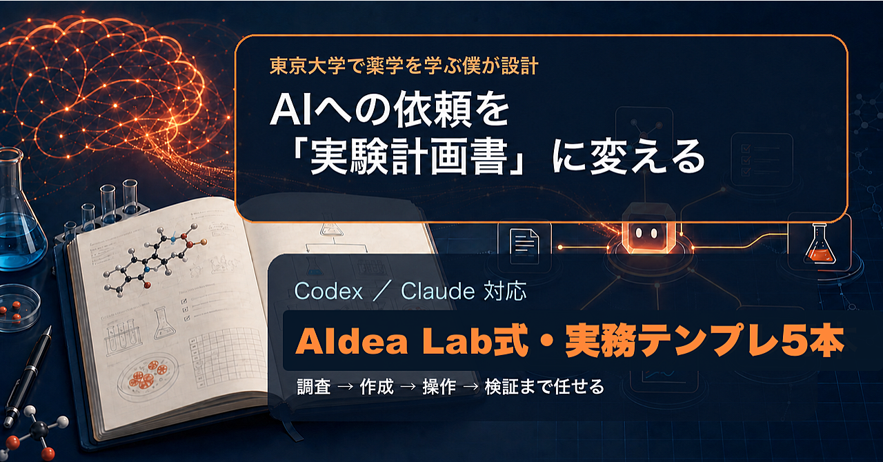 東大で薬学を学ぶ僕の「AI実験計画書」｜Codex／Claudeに作業を任せるAIdea Lab式テンプレ5本
