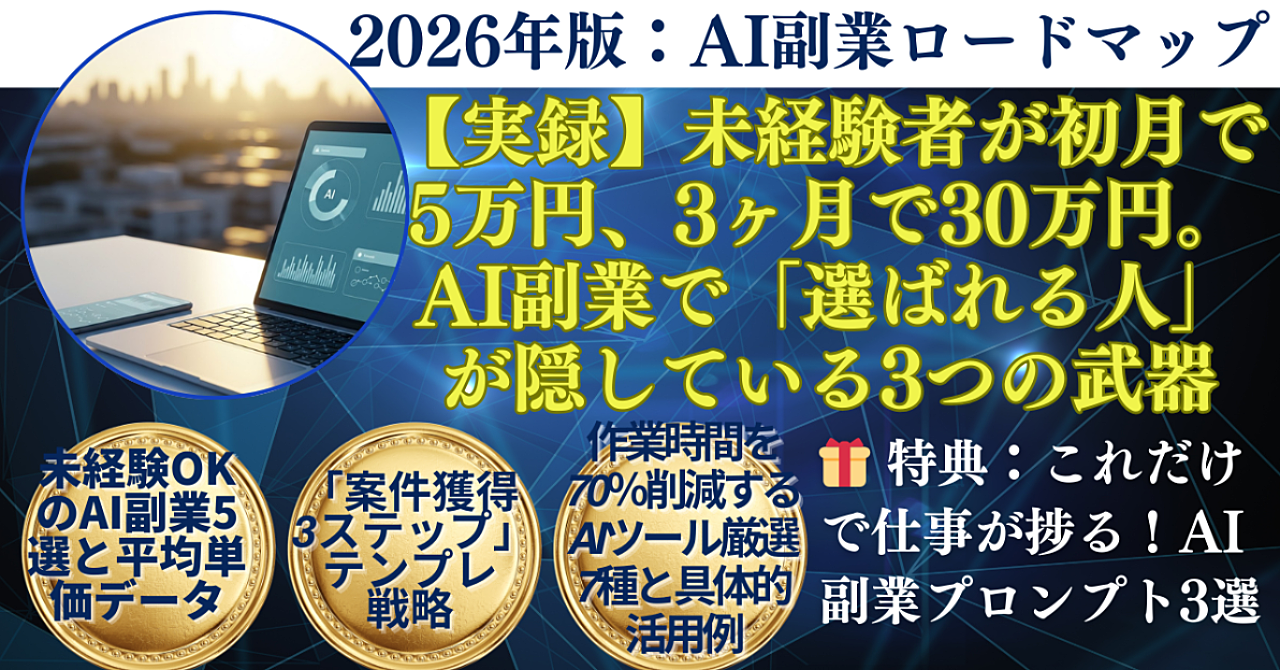 【実録】未経験者が初月で5万円、3ヶ月で30万円。AI副業で「選ばれる人」が隠している3つの武器