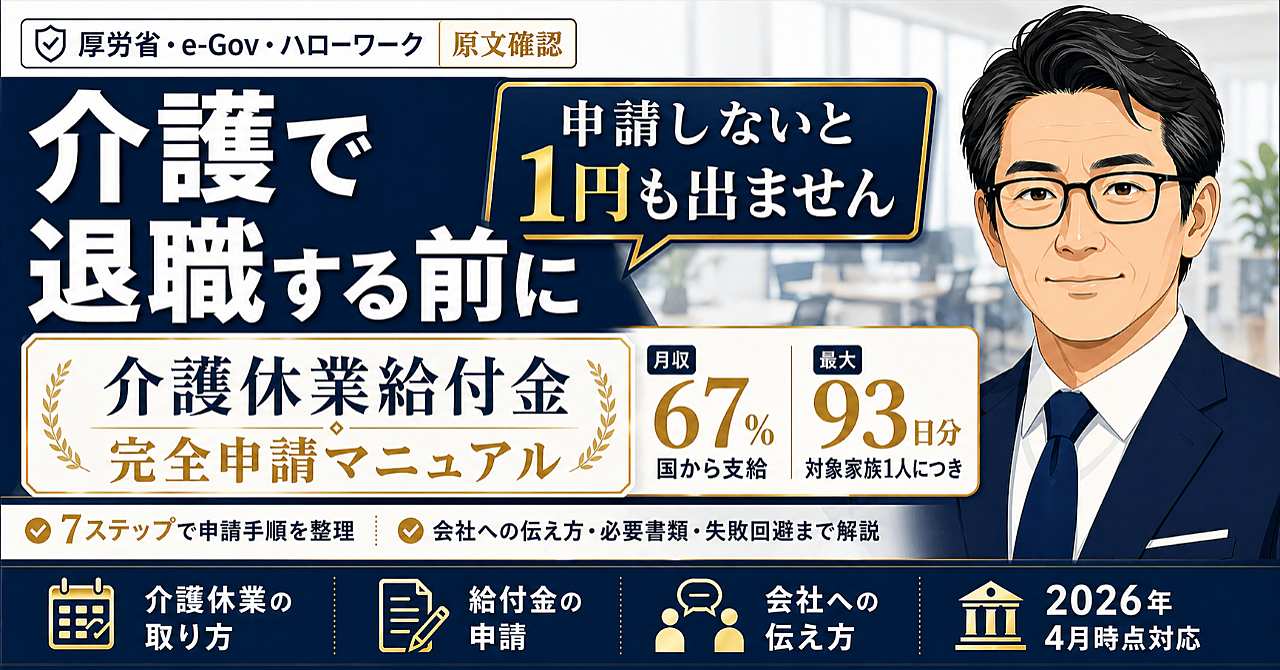 介護休業給付金は､申請しないと1円も出ません【会社員のための完全申請マニュアル】〜月収の67%・最大93日分を確実に受け取る7ステップ〜