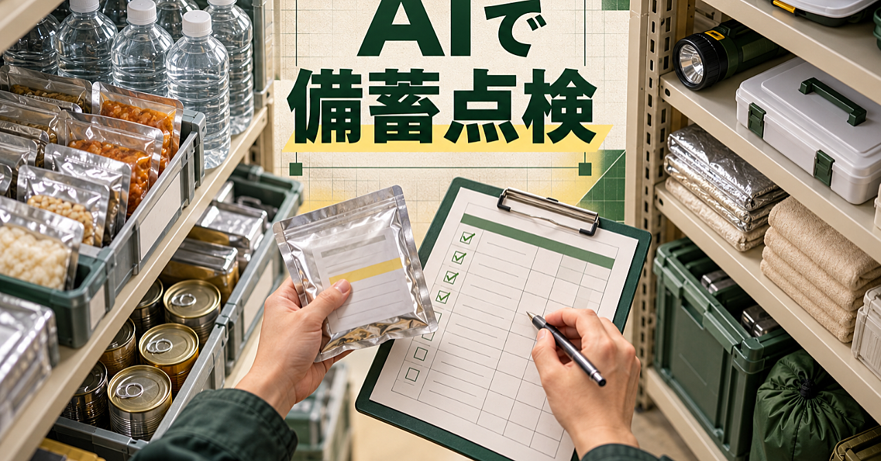 【AIで備蓄点検を整える】期限・数量・保管場所を追う小さな事業所の確認表のアイキャッチ画像