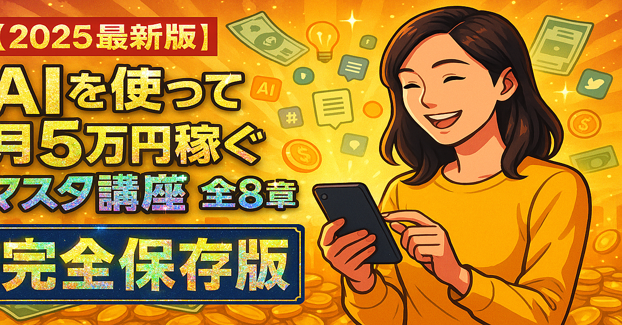 ［2025最新版］AIを使って稼ぐ副業！マスター講座『全8章』完全保存版