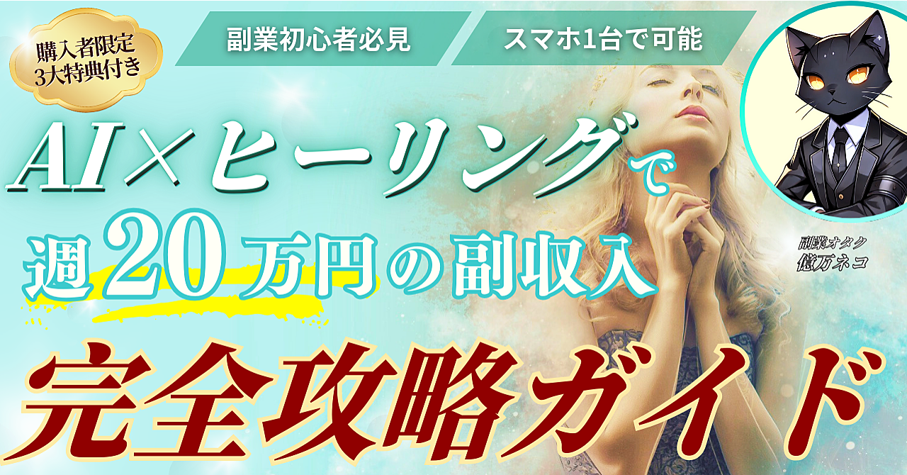 ≪スマホ1台でOK≫AI×ヒーリングで週20万円の副収入を稼ぐ方法【完全解説】
