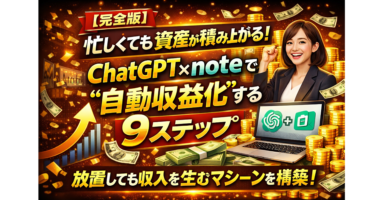 【最短1週間で！】忙しくても資産が積み上がる！ChatGPT×noteで“自動収益化”する9ステップ