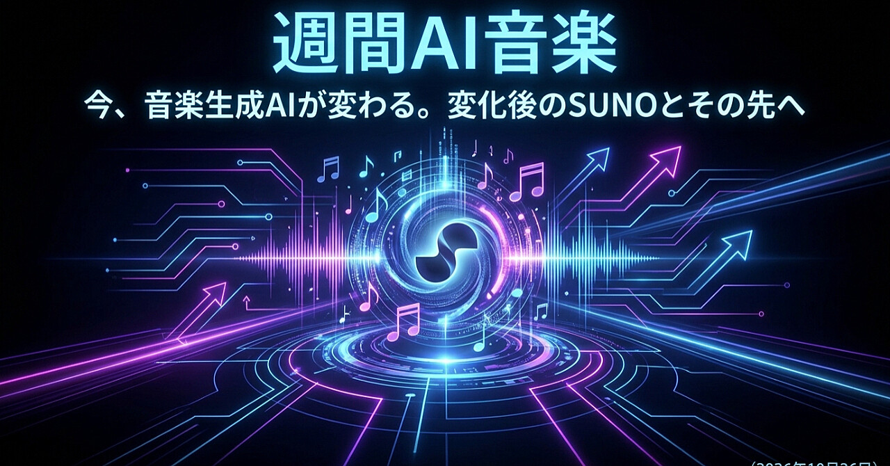週間AI音楽 今、音楽生成AIが変わる。変化後のSUNOとその先へ(2026年10月26日)のアイキャッチ画像