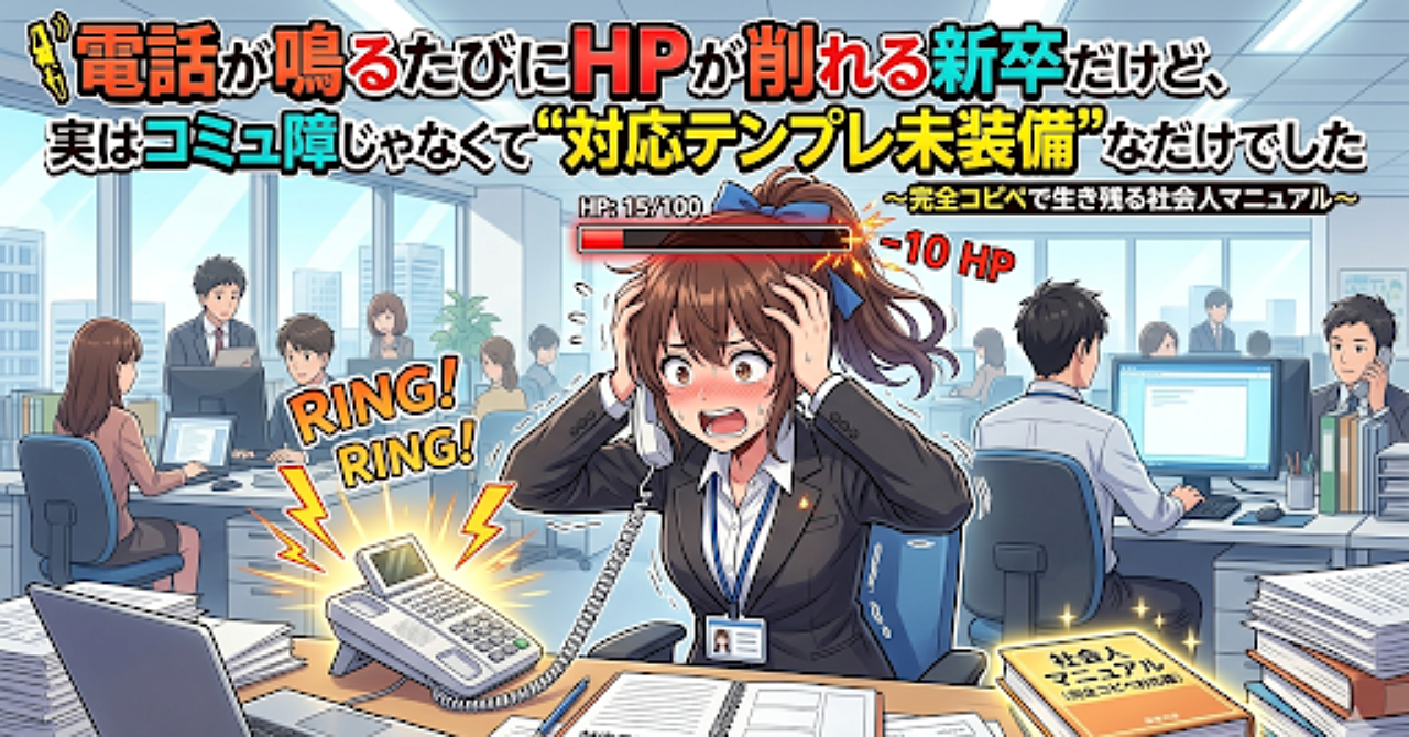 電話が鳴るたびにHPが削れる新卒だけど、実はコミュ障じゃなくて“対応テンプレ未装備”なだけでした〜完全コピペで生き残る社会人マニュアル〜