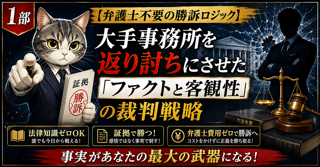 第1部：弁護士不要で完全勝訴
大手事務所を返り討ちにした
「ファクト×AI」裁判戦略