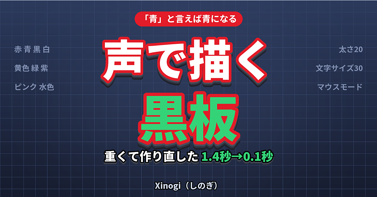 声で「青」と言えば色が変わる、画面に描ける黒板を作った|重くて10日で作り直した話のアイキャッチ画像