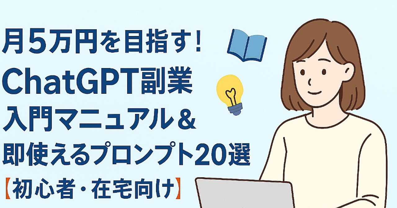月5万円を目指す!ChatGPT副業入門マニュアル&即使えるプロンプト20選【初心者・在宅向け】