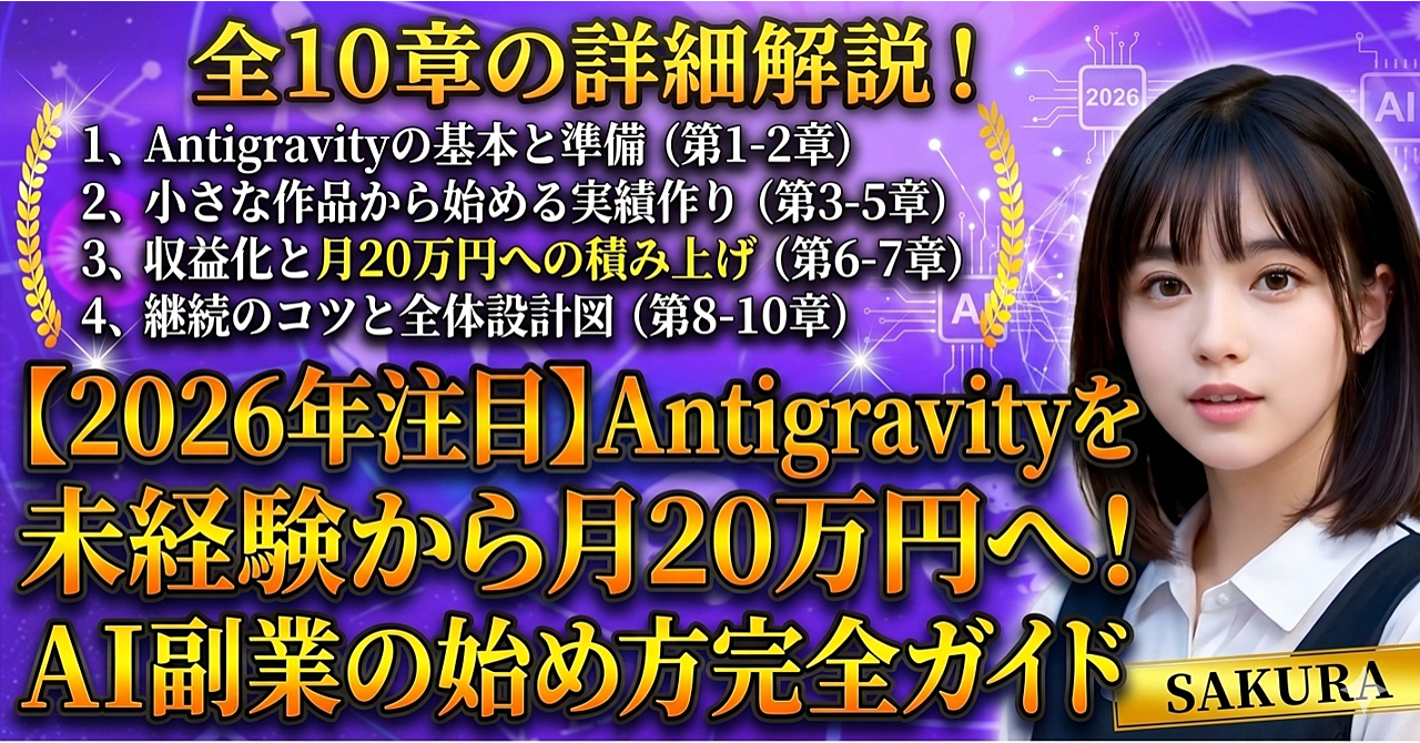 【2026年注目】Antigravityを使って未経験から月20万円へ！AI副業の始め方完全ガイド