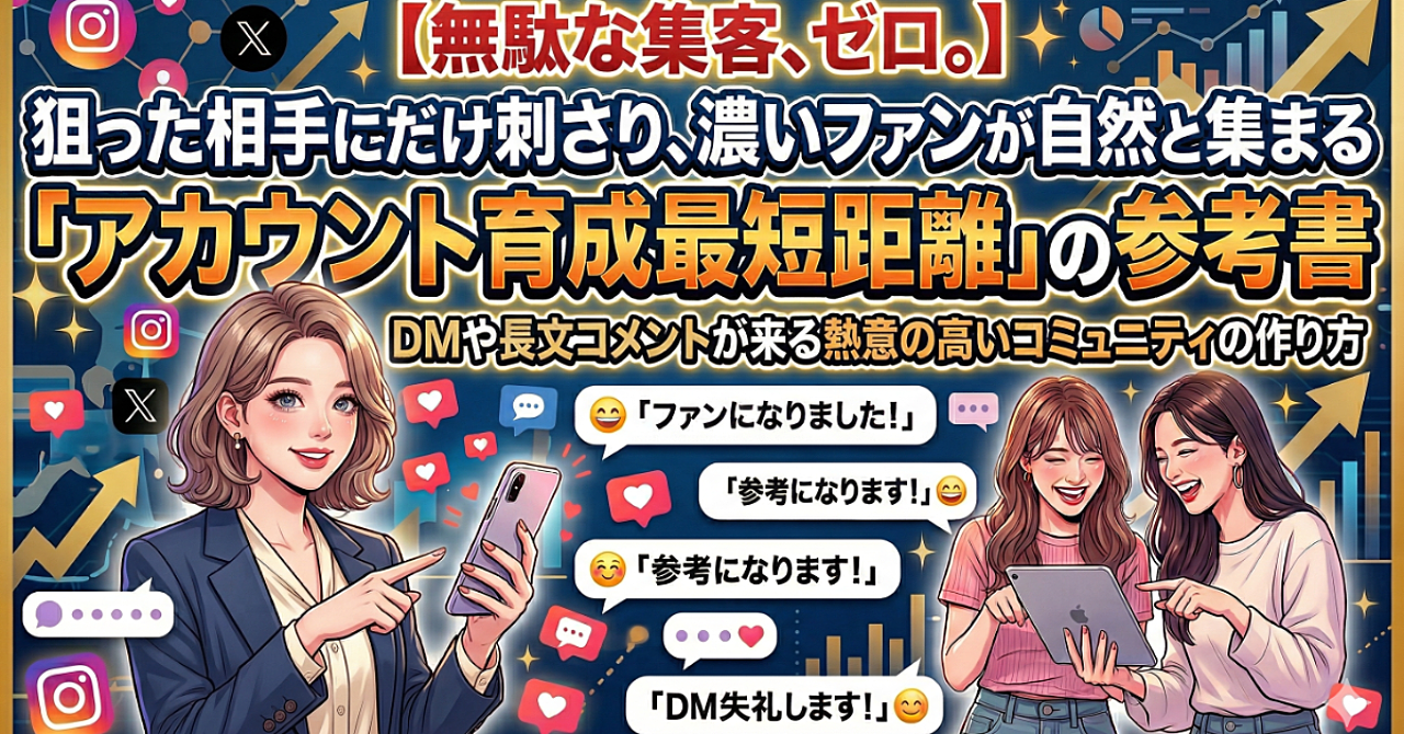 【無駄な集客、ゼロ。】狙った相手にだけ刺さり、濃いファンが自然と集まる「アカウント育成最短距離」の参考書