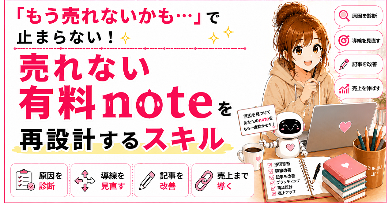 「もう売れないかも…」で止まらない。売れない有料noteを再設計するスキルのアイキャッチ画像