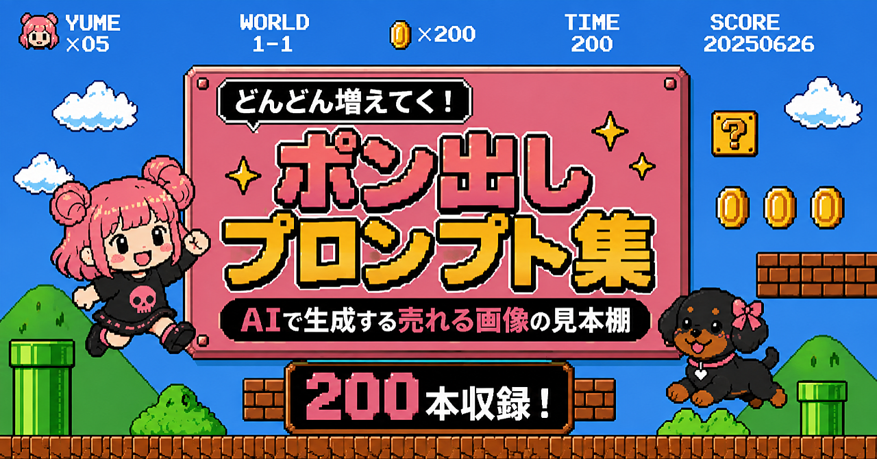 どんどん増えてく!ポン出しプロンプト集|AIで生成する売れる画像の見本棚200本収録!のアイキャッチ画像
