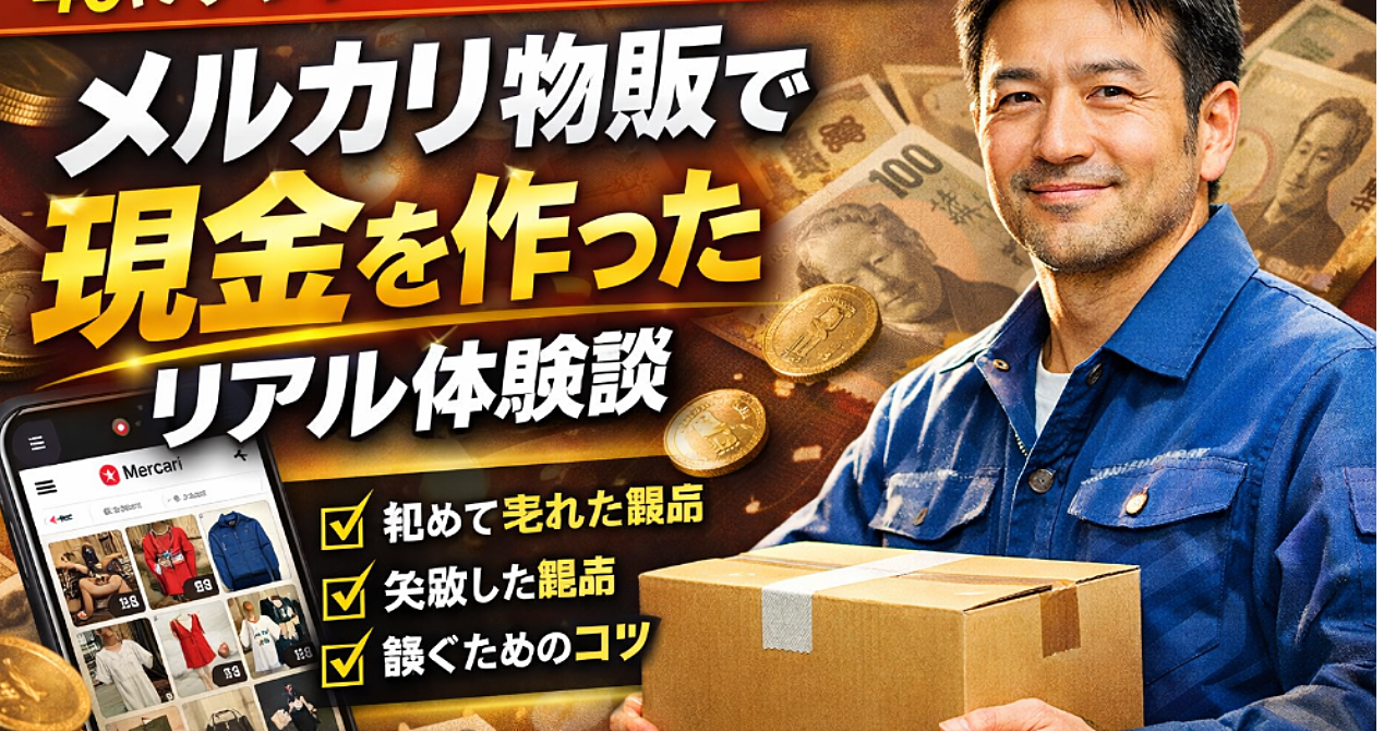 【副業初心者40代】交代勤務サラリーマンがメルカリ物販で現金を作ったリアル体験談