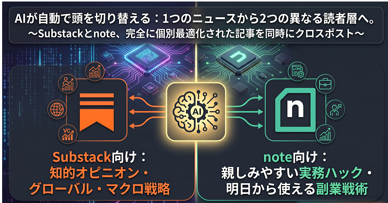 【AI完全自動化】君の代わりに24時間365日働く、Substack＆noteの記事「自動生成・投稿・運用」システム