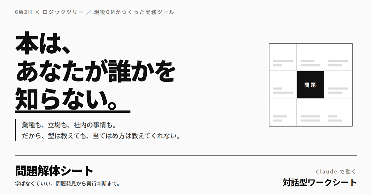 問題解体シート｜学ばなくていい。問題発見から実行判断までの実務ツール