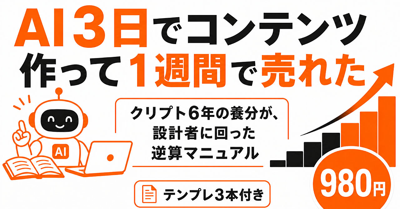 AI3日でコンテンツ作ってBrainで売る逆算設計。クリプト6年の養分が初めて勝ち側に回った話