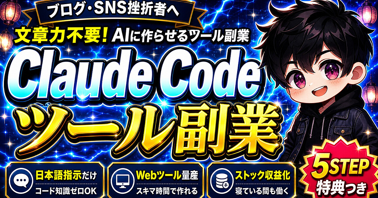 ブログ・SNS挫折者へ　文章力不要！ Claude Code ツール副業