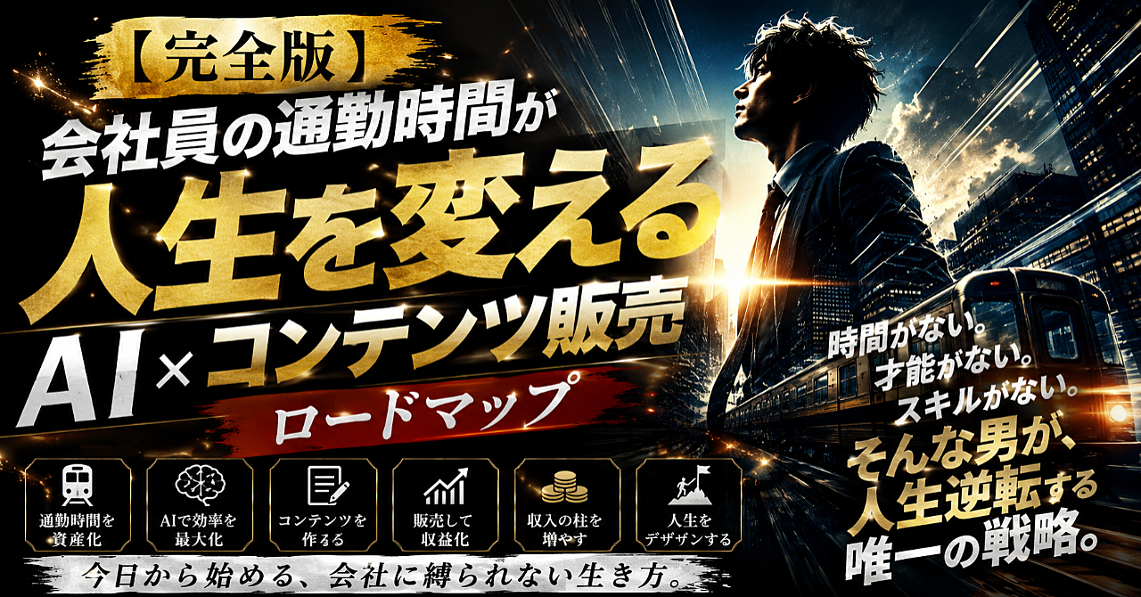 【保存版】会社員がAI×コンテンツ販売で人生逆転する完全戦略✨ 通勤時間をお金に変える。
