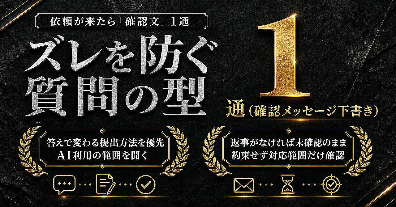 AI副業で「いい感じに作って」と言われたら?作業前の確認メッセージを1通作る方法のアイキャッチ画像