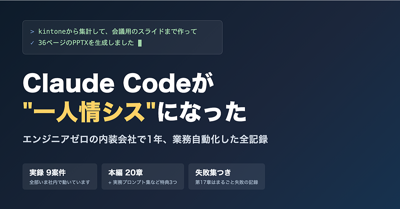 Claude Codeが"一人情シス"になった — エンジニアゼロの会社で1年、業務自動化した全記録のアイキャッチ画像