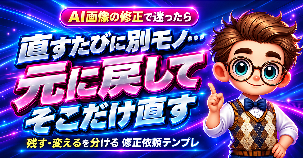 AI画像、直すほど別モノ?修正の戻し方のアイキャッチ画像