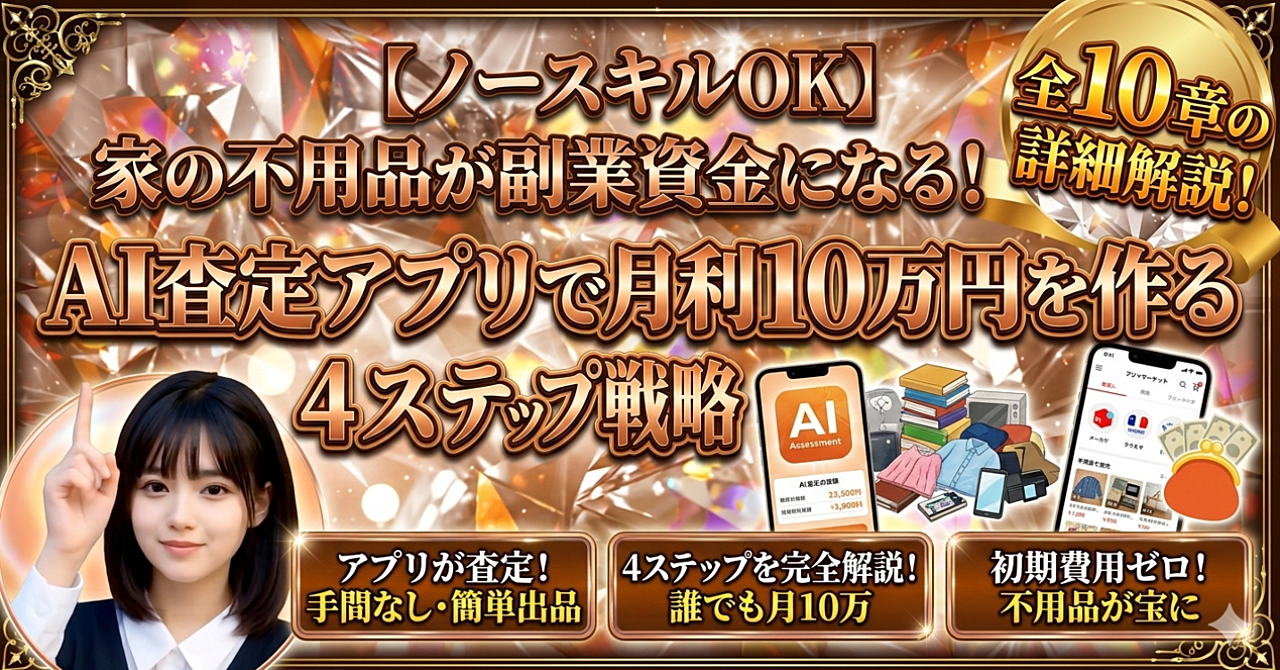 【ノースキルOK】家の不用品が副業資金になる！AI査定アプリで月利10万円を作る4ステップ戦略
