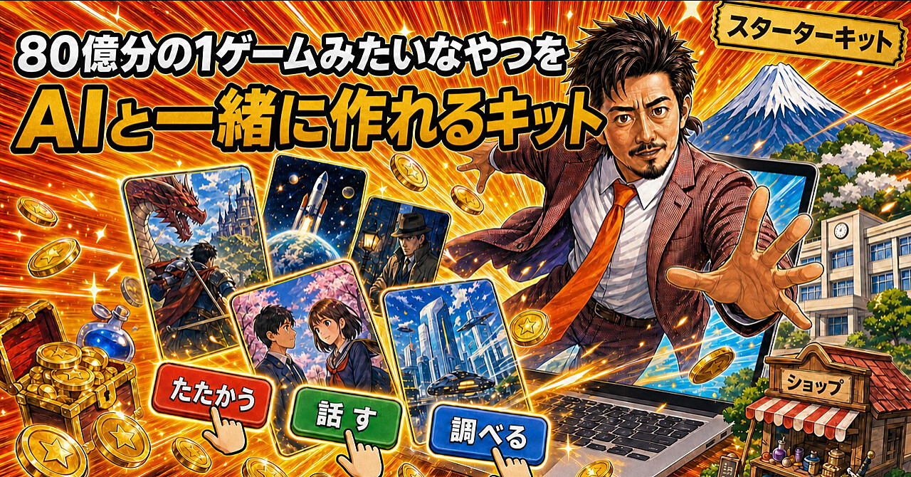 80億分の1ゲームみたいなやつをAIと一緒に作れるキットのアイキャッチ画像