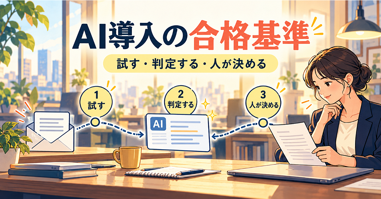 業務AIを「よさそう」で導入しないために。問い合わせ分類で作る、小さな品質評価の設計書のアイキャッチ画像