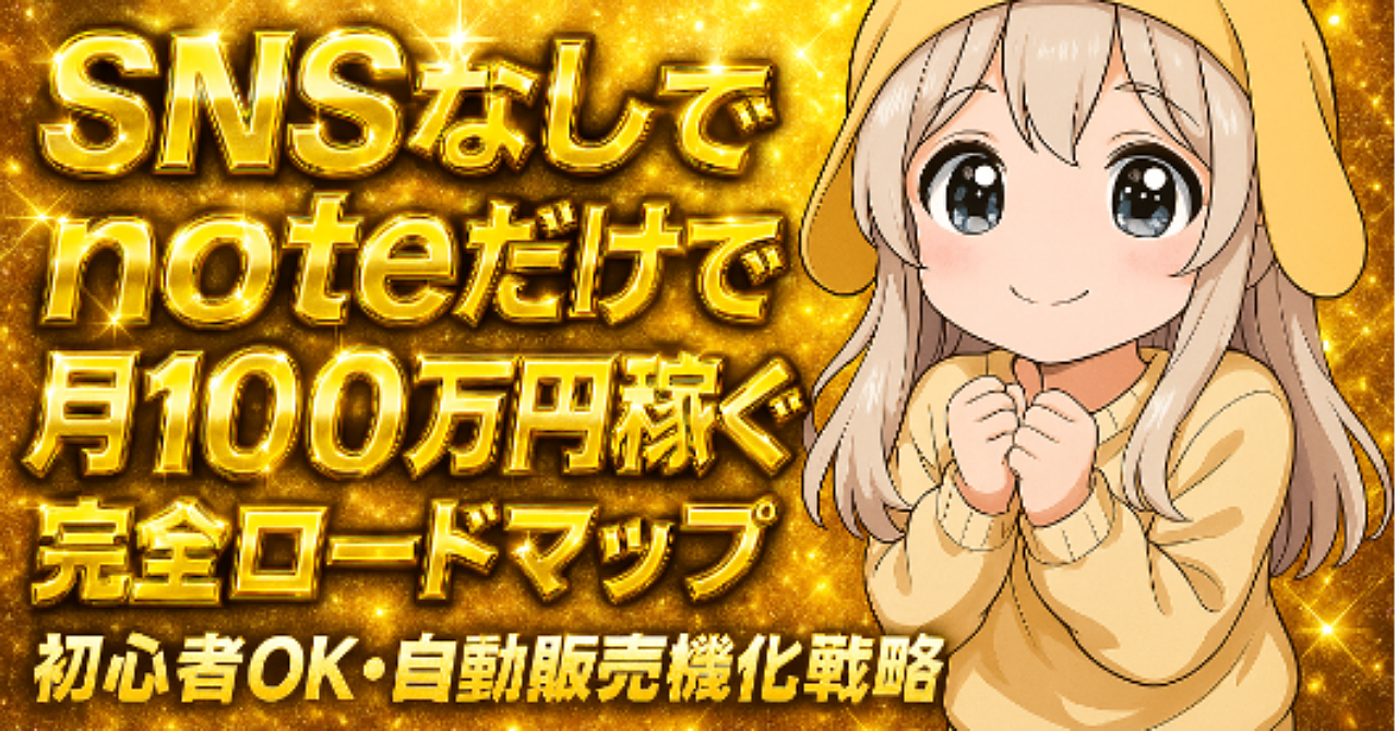 SNSなしでnoteだけで月100万円稼ぐ完全ロードマップ｜初心者OK・自動販売機化戦略〜豪華特典付き