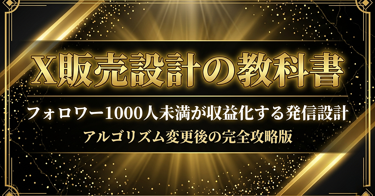 Xのアルゴリズムに負けない。フォロワー1000人未満が収益化する発信設計
