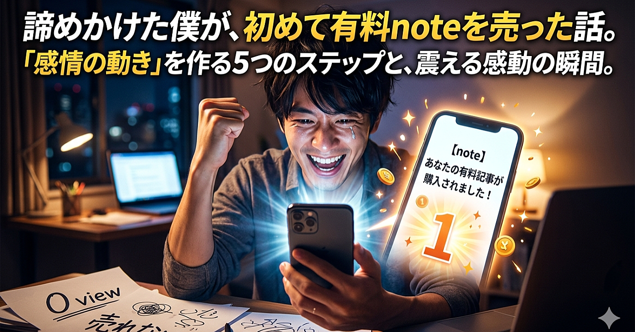 諦めかけた僕を救った、初めて有料noteが売れた日のこと