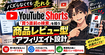 バズらなくても売れるYouTube Shorts 「買う直前の検索」を拾う商品レビュー型アフィリエイト設計