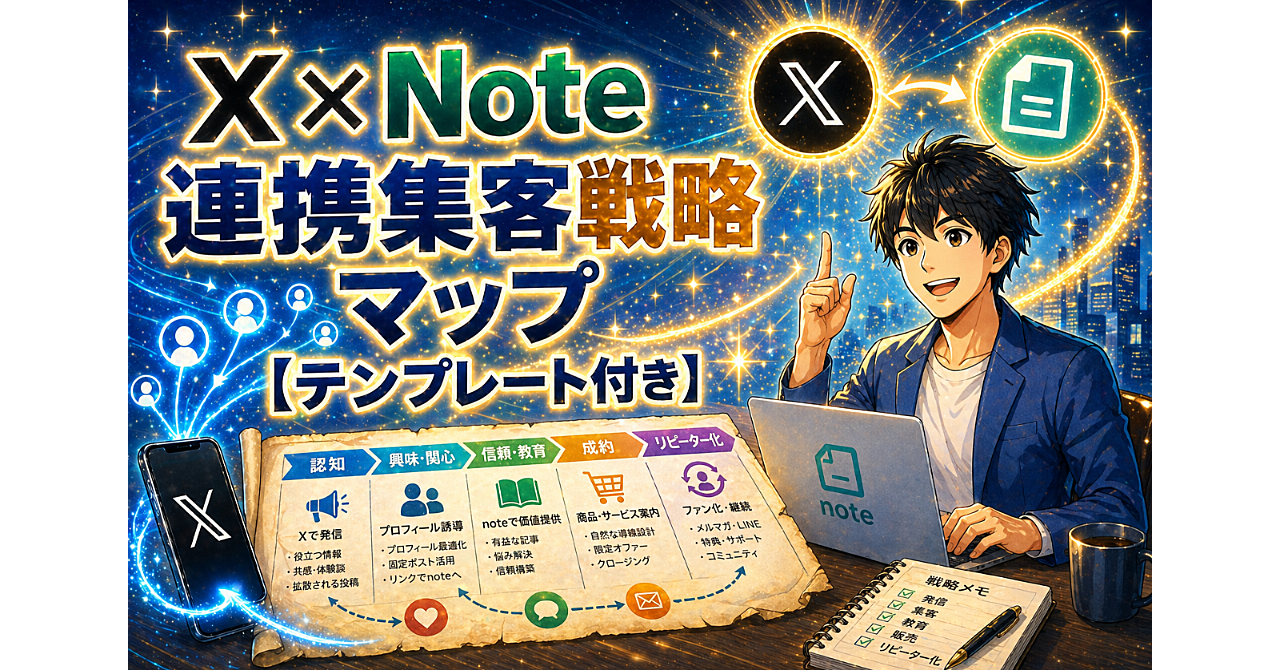 X×Note連携集客戦略マップ【テンプレート付き】