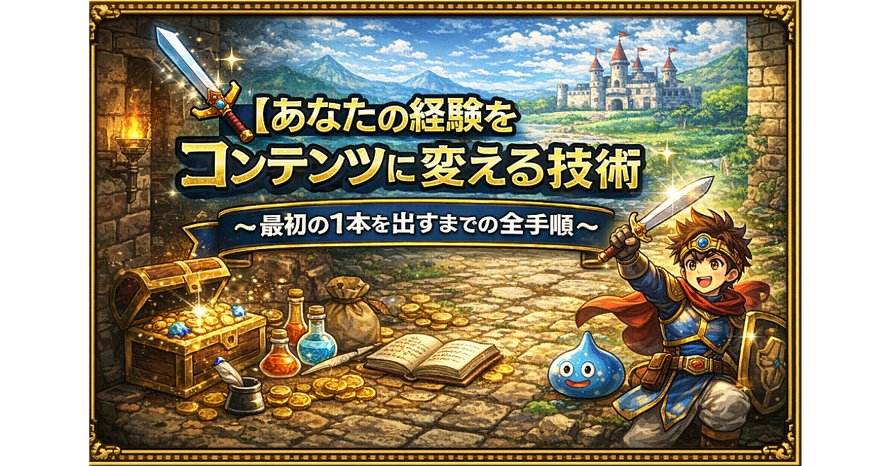 【あなたの経験をコンテンツに変える技術】～最初の1本を出すまでの全手順～
