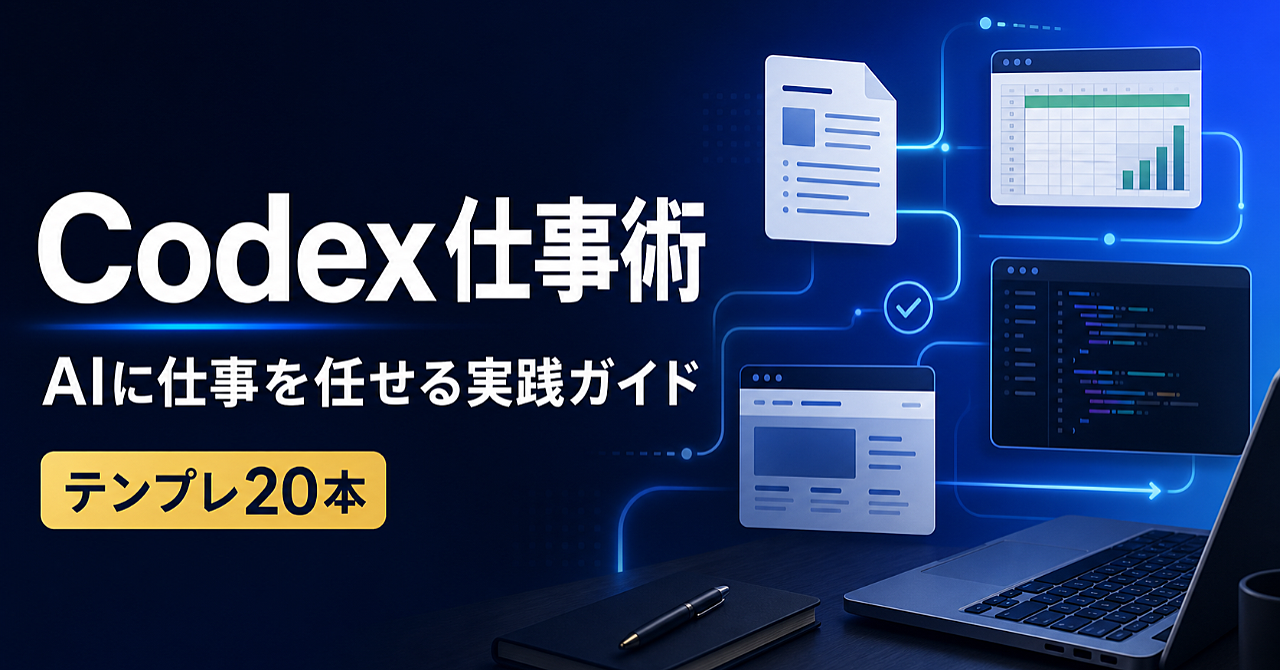 【保存版】Codex仕事術|AIに仕事を任せる実践ガイド【テンプレ20本】のアイキャッチ画像
